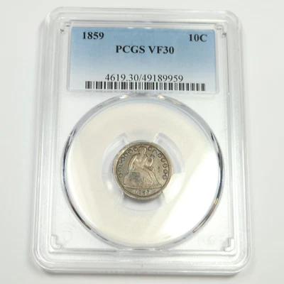 1859 P PCGS VF30 - Silver Seated Dime - US Coin #49471A - Image 1 of 2