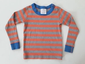 Hanna Andersson Striped Long John Pajama Top Organic Cotton Sz 4/100cm Blue - Picture 1 of 4