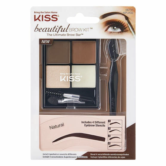KISS BEAUTIFUL BROW KIT MARROM NATURAL KPLK02 56731 The Ultimate Brow Bar NOVO - Imagem 1 de 1