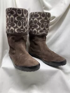 Stivali invernali Coach vintage in camoscio marrone donna taglia 9 media usati - Foto 1 di 7