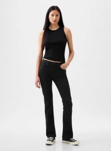 GAP 90's Baby Boot Jeans Y2k Mid Rise Black BOHO Jeans #871457 Size 25/0 PETITE - Picture 1 of 8