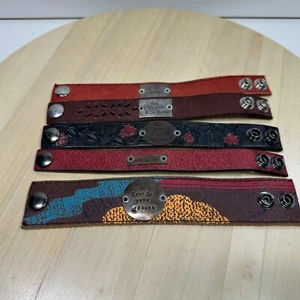 Genuine Leather Cuff Bracelet Stamped Snap Lot of 5 Be Brave Just Do Today Dream - Picture 1 of 9
