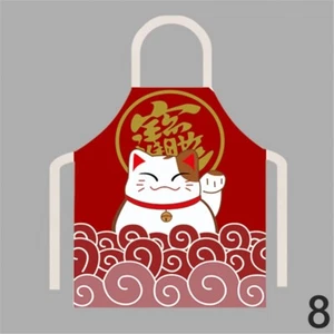 Japanese Linen Aprons Sleeveless Fortune Cat Household Restaurants Oilproof - Picture 1 of 31