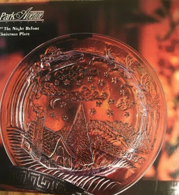 7-дюймовая сервировочная тарелка The Night Before Christmas конфетное блюдо с тиснением сцена Санта-Клауса - Изображение 1 из 4