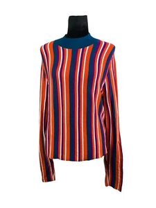 Victor Glemaud For Target Size L Colorful Striped Mock Neck Pullover Sweater - Picture 1 of 9