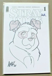 STRAY DOGS #1 Blank Cover - SKETCHED AND SIGNED by Tony Fleecs w/COA Image Comic - Picture 1 of 7