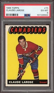 1965-66 Topps #75 Claude Larose Canadiens PSA 6 GH01 Rookie RC - Picture 1 of 2