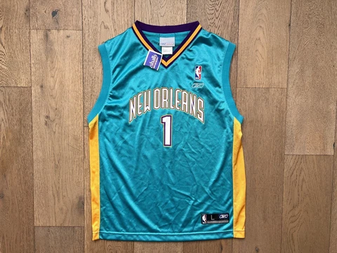 VTG Reebok Charlotte Hornets Baron Davis NBA Jersey youth Large NWT Cover