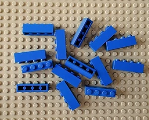 LEGO Parts: 3010 Brick 1 x 4, BLUE, 14 pieces - Picture 1 of 1