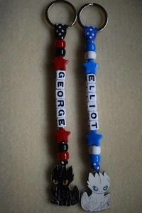 Personalisiertes Taschenetikett Bagtag Schlüsselring Drache Nacht Fury Licht Fury - Bild 1 von 3