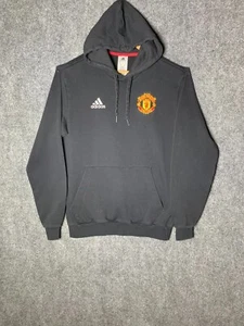 Adidas Manchester United Pullover Hoodie Black Men's Medium Soccer Pockets - Imagen 1 de 15
