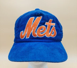 Vtg Sports Specialties New York Mets Script Logo The Cord Corduroy Hat Cap - Picture 1 of 13
