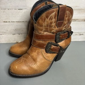 Dingo Bridget Women’s Brown Leather Ankle Boots Sz 7.5 - Picture 1 of 6