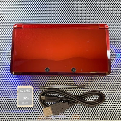 Nintendo 3DS Console Flare Red Multi-Region Cartridge Compatible 32GB SD Stylus - image 1 of 4