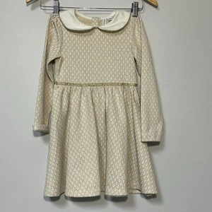 Janie And Jack Long Sleeve Collared Ivory Gold Fancy Dress Size 5T - Picture 1 of 12