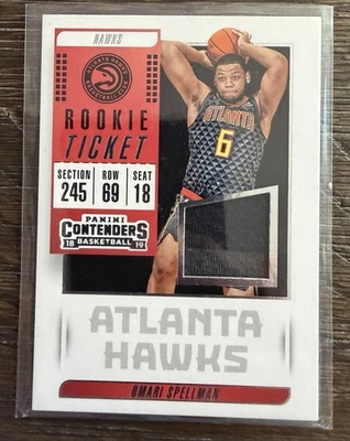 2018-19 Contenders Omari Spellman Rookie Ticket Jersey Relic Patch Player Worn - Image 1 of 2