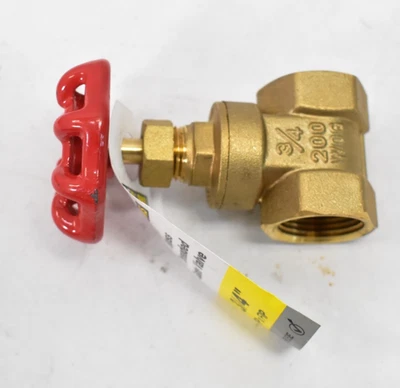 The Works Brass Threaded Gate Valve 3/4" FIP x FIP Heavy Pattern Brass Lead Free - Image 1 of 4