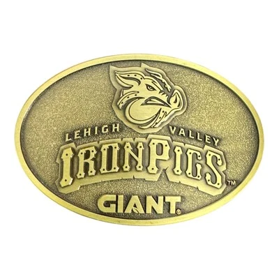 Lehigh Valley Iron Pigs Belt Buckle Minor League Baseball Giant Supermarkets - Image 1 of 2