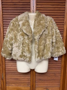 MAC & JAC 12 WOMENS FAUX FUR OPEN CROPPED BOLERO JACKET NORDSTROM RACK NEW + TAG - Picture 1 of 10