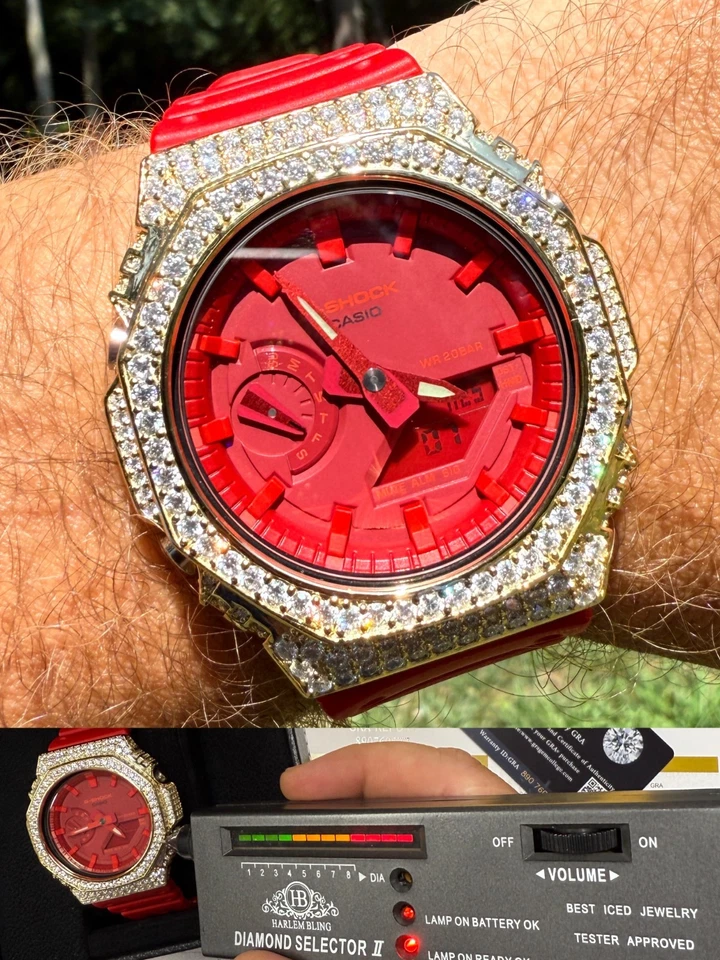 CASIO G SHOCK GA2100 4 Red Watch Digital Analog Carbon Case Water Resistant