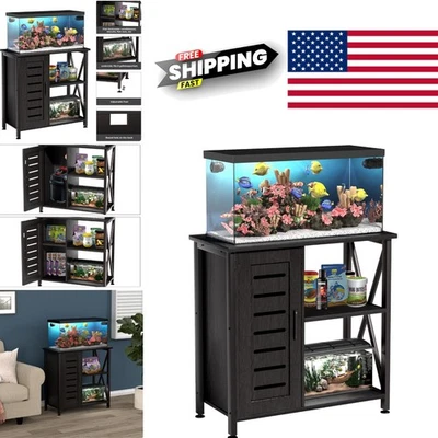 Elegante Soporte para Acuario Negro con Almacenamiento Organizado para Accesorios para Peceras Foto 1 de 4