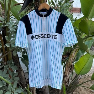 Vintage 80s White Descente Cycling Jersey Made in Japan XL - Picture 1 of 4