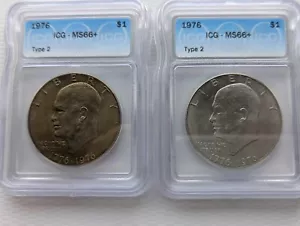 2--1776-1976 Ike Eisenhower $ ICG MS66+ Beautiful Coins Type 2-SPECIAL DEAL - Picture 1 of 9