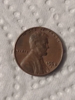 1968 D Lincoln Penny with Error on Top Rim, and "L" in Liberty on Rim - Image 1 of 2