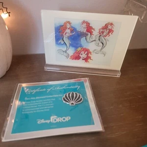 Disney Drop Box Exclusive The Little Mermaid Lot Acrylic Art And Pin - Picture 1 of 6