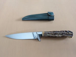 Hubertus Jagdmesser Jagdnicker vollintegral Hirschhorngriff Klinge 12 cm Vintage - Bild 1 von 8