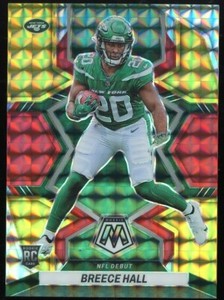 2022 Panini Mosaic Breece Hall Rookie RED & YELLOW FUSION CHOICE PRIZM /80 SP RC