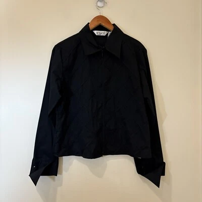 Ravel 女式全拉链 Shaket XL 黑色纹理钻石图案法式袖口 — 第 1/4 张图片