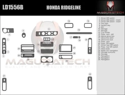 Kit básico de molduras de tablero de madera para Honda Ridgeline 2009-2014 Foto 1 de 3