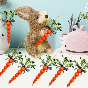 Spring-inspired Hanging Ornament Log Bead Carrot Ornament Carrot Bead Easter - Picture 1 of 7