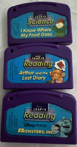 LeapFrog Leap 2 Cartridges Lot Of 3 Monsters Inc,Arthur, Science,See Photos - Picture 1 of 4