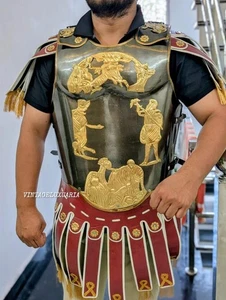 Armadura de coraza muscular romana - Pecho de gladiador águila de latón con falda de cuero - Imagen 1 de 11