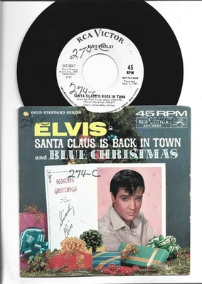 ROCKABILLY- 45 w PIC SLEEVE- ELVIS PRESLY - BLUE CHRISTMAS - HEAR 1965 PROMO RCA - Image 1 of 2