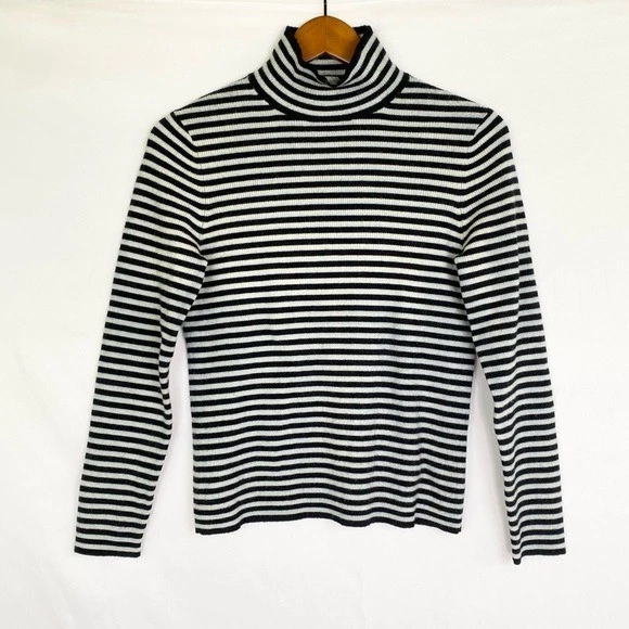 Suéter TORY BURCH Lana Cuello Simulado Rayas Cuello Alto Manga Larga Elástico Acanalado Foto 1 de 4