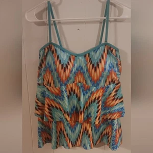 VENUS Colorful Zigzag Tankini Bikini Swim Top Geometric Womens Size 12 - Picture 1 of 4