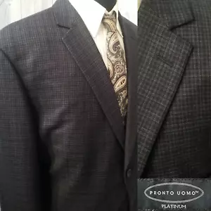 Pronto Uomo "Platinum" Men's 52r Blazer Gray Check Plaid Wool Jacket Sport Coat - Picture 1 of 20