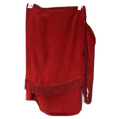 Falda Luciano Tempesta Seda Flecos Rojo Brillante Talla 4 Estilo Sarong Foto 1 de 4