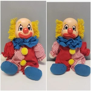 Vintage 1982 Dakin Happy Sad Double 2 Plastic Face Cheery-Teary plush Clown - Picture 1 of 11