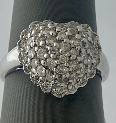 14kt White Gold Pave Diamonds Heart Ring - Image 1 of 4