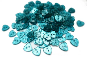 10 KNOPF HERZ HERZEN 12mm türkis Glitzer KINDERKNÖPFE BABY KNÖPFE 2Loch Glitter - Picture 1 of 2
