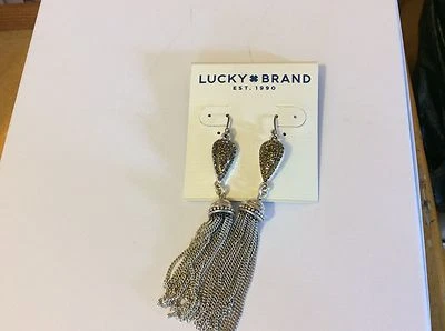 $35 Lucky Brand Two Tone Pave Tassle Drop Earrings 613 - Image 1 of 2