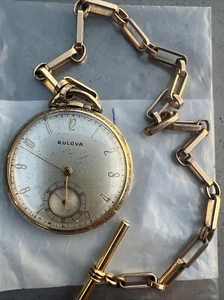 Vintage Bulova Open Face Pocket Watch Rolled Gold Plate 1940s - Picture 1 of 4