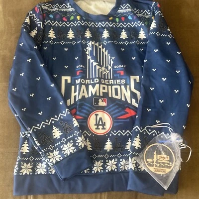 LA Dodgers 2024 World Series Champions Baseball Ugly Sweatshirt & Ornament - Image 1 of 4
