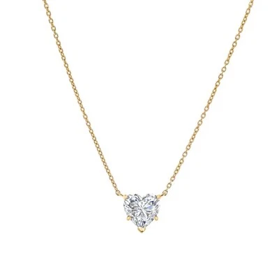 IGI E/VS 1.5 Ct Heart Lab Created Grown Floating Diamond Pendant 14K Yellow Gold - Image 1 of 4