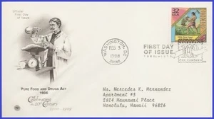 USA3 #3182f ADDR PCS ARTCRAFT FDC 1900 Pure Food and Drugs Act - Imagen 1 de 1