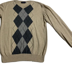 Boys XXL 16 Sweater TCP Tan Gray Long Sleeve Argyle Sharp - Picture 1 of 7